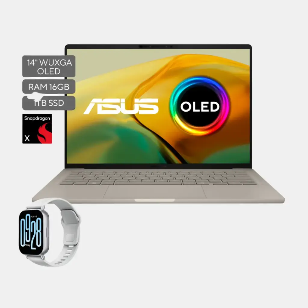 Asus Zenbook A14 OLED; Snapdragon® X  X1 26 100; 16GB RAM; 1TB SSD; 14" OLED WUXGA; W11; Garantía 2 años