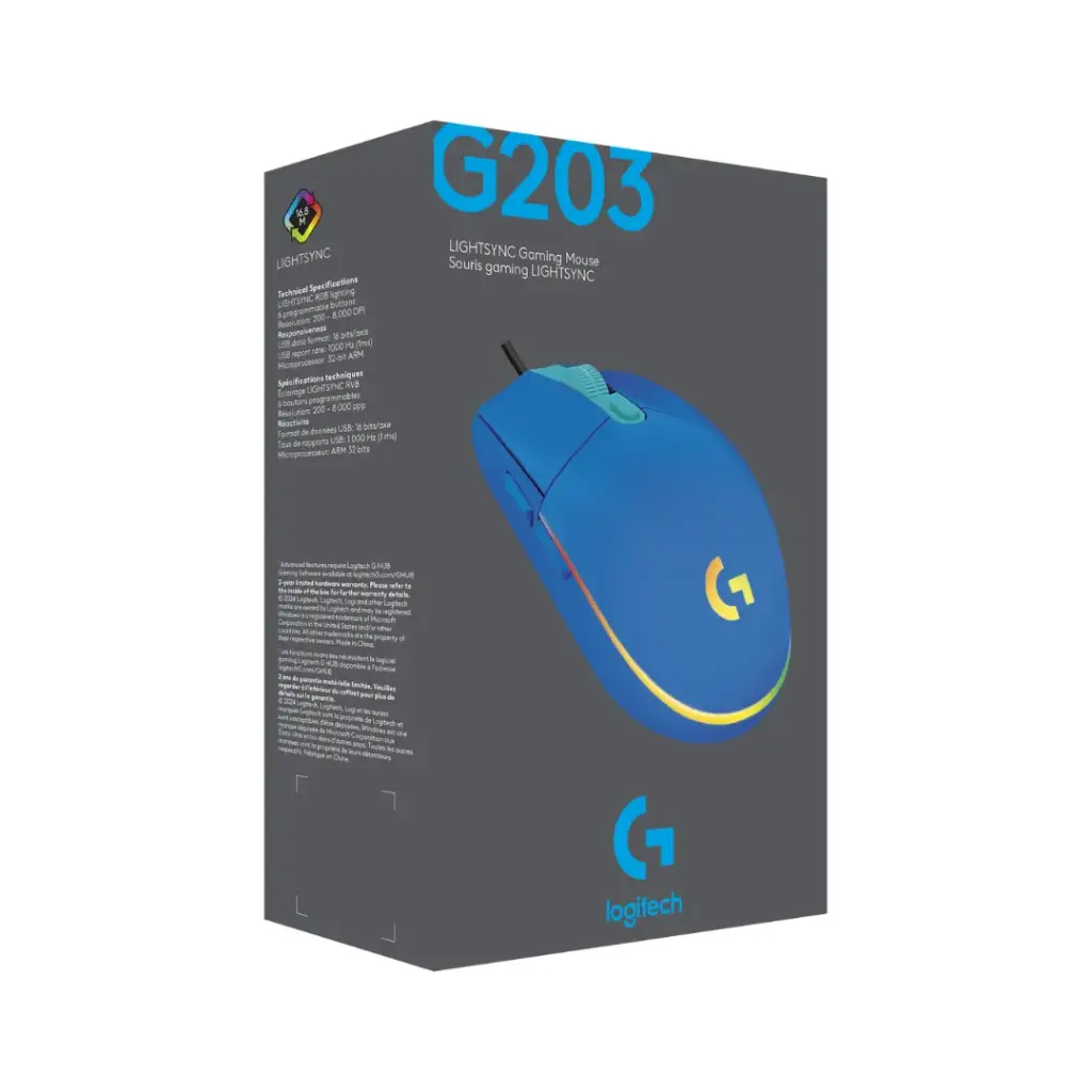 Logitech G203; USB; RGB; AZUL