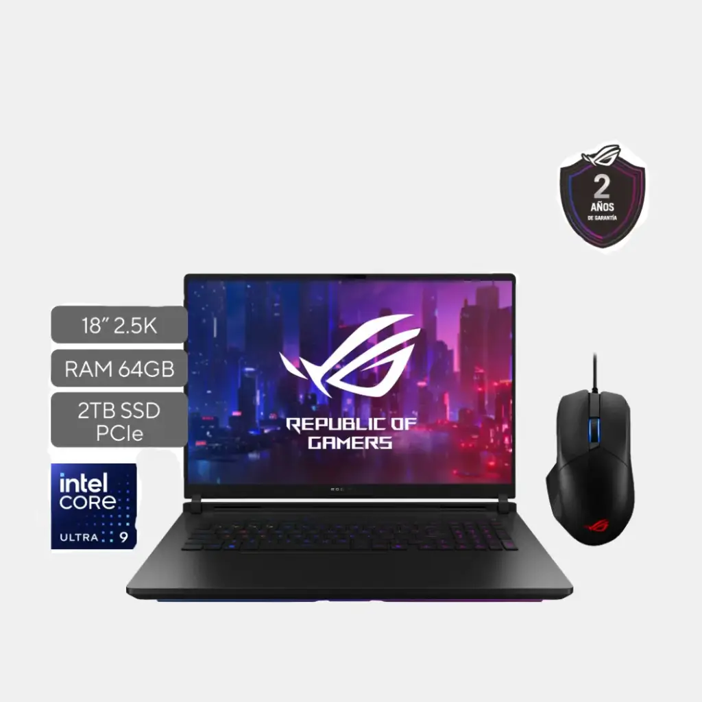 [G835LW-SA135] Asus ROG Strix Scar G18; Intel Core Ultra 9 275HX; NVIDIA RTX 5080 16GB; 64GB RAM; 2TB SSD; 18" 2.5K mini LED 240HZ; W11
