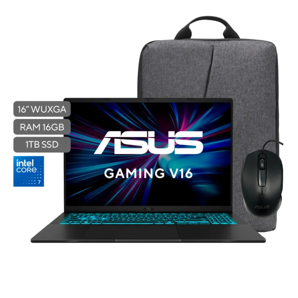 Asus V16; INTEL CORE 7 240H; NVIDIA RTX 5050 8GB; 16GB RAM; 1TB SSD; 16" WUXGA 144HZ; W11