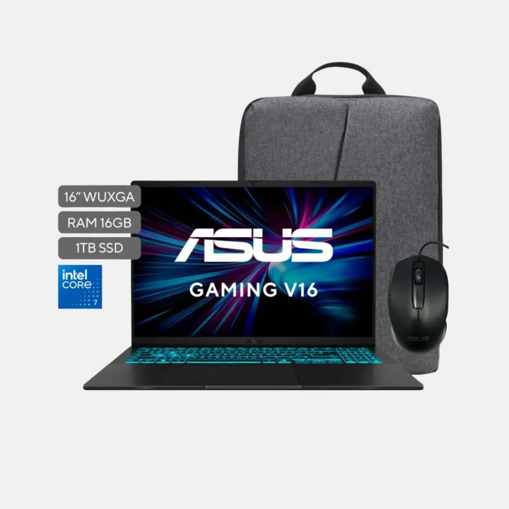 Asus V16; INTEL CORE 7 240H; NVIDIA RTX 5060 8GB; 16GB RAM; 1TB SSD; 16" WUXGA 144HZ; W11; Garantía 2 años