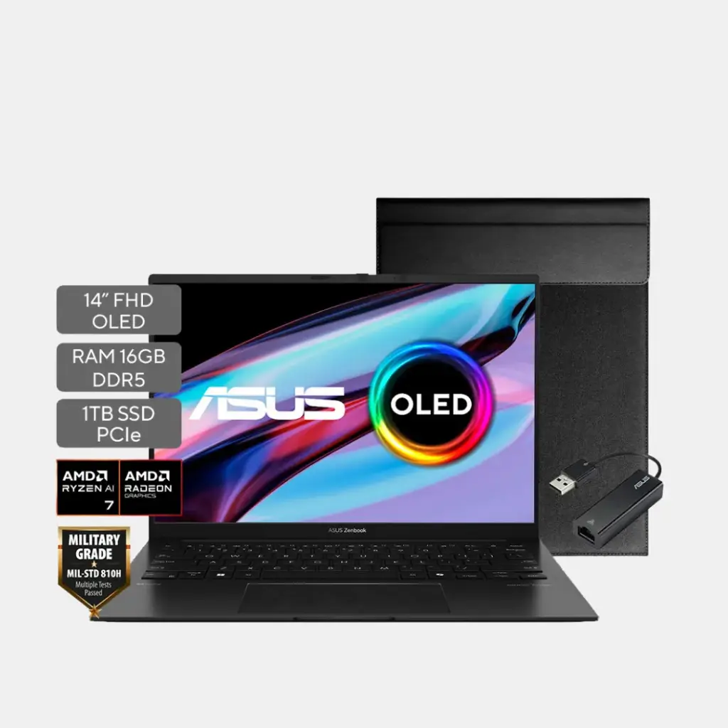 Asus Zenbook 14 OLED; AMD Ryzen 7 8840HS; 16GB RAM; 1TB SSD; 14" OLED FHD; W11