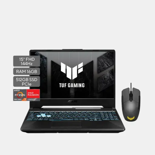 [FA506NFR-HN074] Asus TUF A15; AMD Ryzen 7 7435HS; NVIDIA RTX 2050 4GB; 16GB RAM; 512GB SSD; 15.6" FHD 144HZ; W11