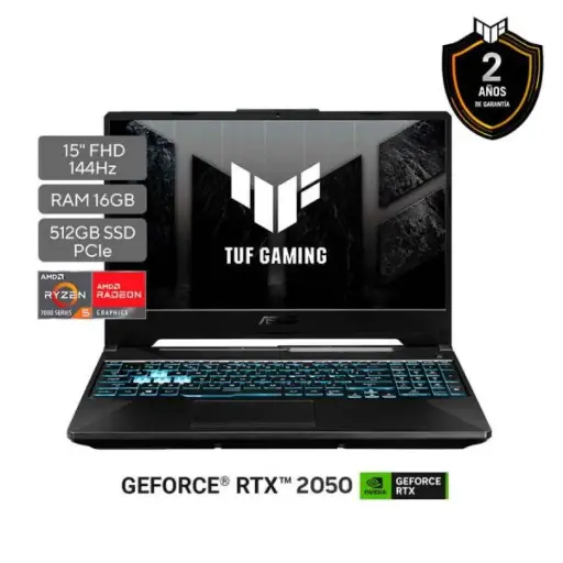 Asus TUF A15; AMD Ryzen 5 7535HS; NVIDIA RTX 2050 4GB; 16GB RAM; 512GB SSD; 15.6" FHD 144HZ; W11