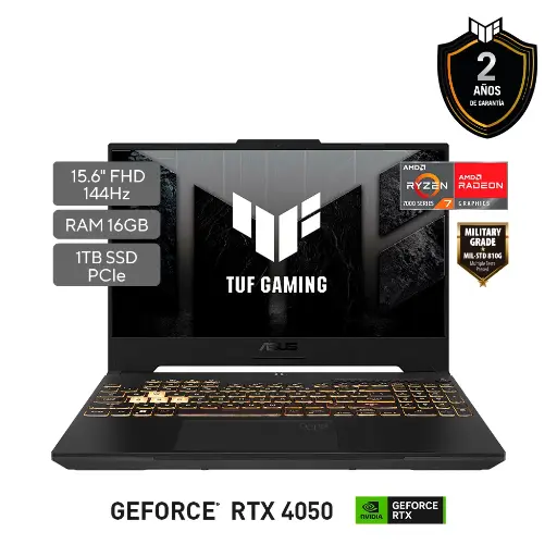Asus TUF A15; AMD Ryzen 7 7735HS; NVIDIA RTX 4050 6GB; 16GB RAM; 1TB SSD; 15.6" FHD 144HZ; W11