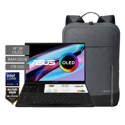 Asus Zenbook DUO; Intel Core Ultra 9 185H; 32GB RAM; 1TB SSD; 14" Oled Touchscreen 3K 120HZ; W11