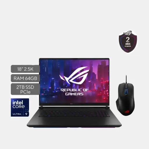 [G835LW-SA135] Asus ROG Strix Scar G18; Intel Core Ultra 9 275HX; NVIDIA RTX 5080 16GB; 64GB RAM; 2TB SSD; 18" 2.5K mini LED 240HZ; W11