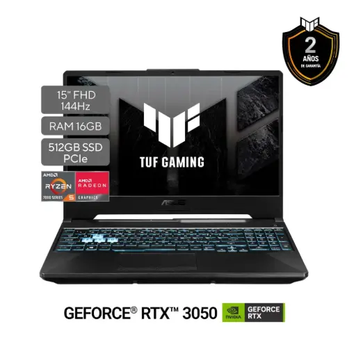 Asus TUF A15; AMD Ryzen 5 7535HS; NVIDIA RTX 3050 4GB; 16GB RAM; 1TB SSD; 15.6" FHD 144HZ; W11