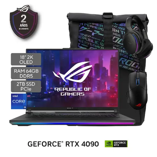 [G834JYR-R6105W] Asus ROG Strix Scar G18; Intel Core i9-14900HX; NVIDIA RTX 4090 16GB; 64GB RAM; 2TB SSD; 18" 2.5K 240HZ; W11